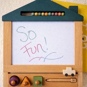 Kiko+ & GG Oekaki House Magic Drawing Board Car Wooden Toy EUC w/ Box